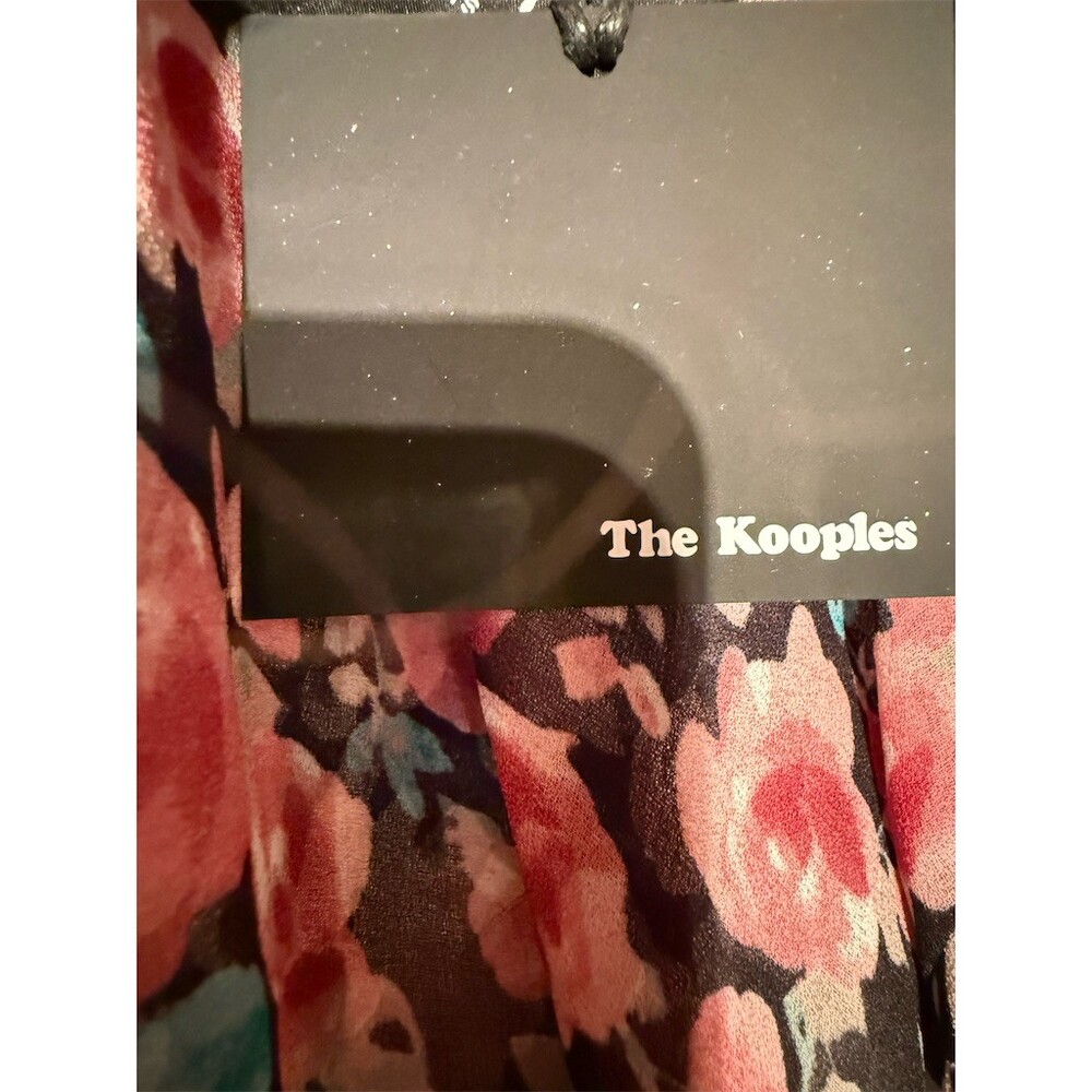 The Kooples Silk Skirt Womens Size S Black Floral Gemstone Asymmetrical Midi - Picture 5 of 7